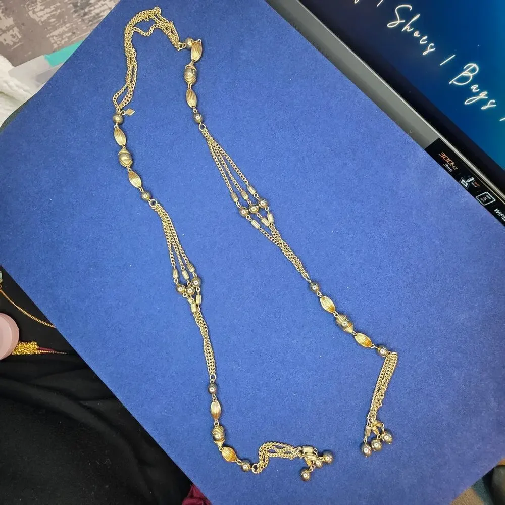 Vintage Sarah Coventry Gold Beaded Wrap Scarf Chain Necklace 509
